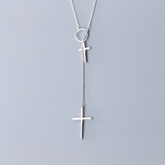 *NEW 925 Sterling Silver Cross Circle Necklace - Picture 2 of 4
